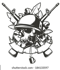Soldier Skull with Helmet
