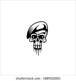 Soldier Skull Symbol Logo. Tattoo Design. Vector Illustration.