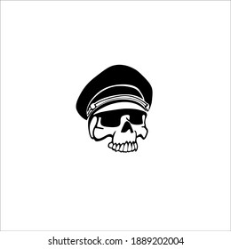 Soldier Skull Symbol Logo. Tattoo Design. Vector Illustration.