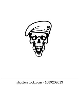 Soldier Skull Symbol Logo. Tattoo Design. Vector Illustration.