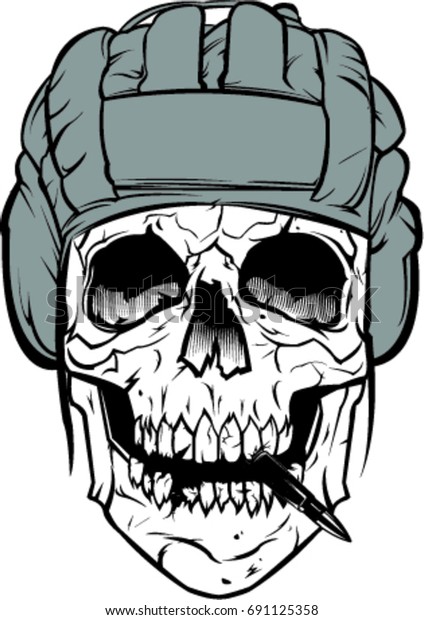 Vector De Stock Libre De Regalías Sobre Soldier Skull Vector Art691125358