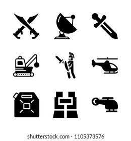 soldier, smoke, portrait and swords icons in War vector set. Graphics for web and design
