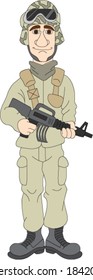 Soldado de pé com arma