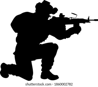 Soldier Sub Machine Gun Silhouette Eps Stock Vector (Royalty Free ...