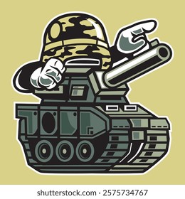 Soldier tank army isolated cartoon sticker 