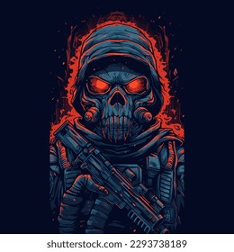 The soldier in this illustration is a true representation of the future of warfare - efficient, deadly, and unstoppable.