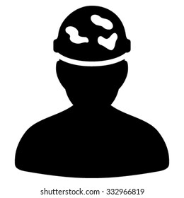 Soldier Under Spotted Helmet vector icon. Style is flat symbol, black color, rounded angles, white background.