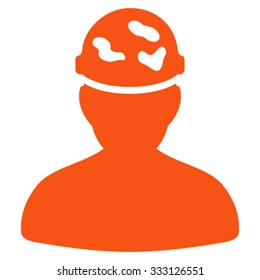 Soldier Under Spotted Helmet vector icon. Style is flat symbol, orange color, rounded angles, white background.