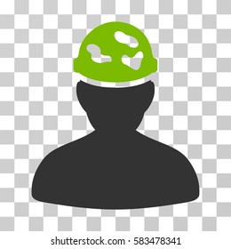 Soldier Under Spotted Helmet vector pictogram. Illustration style is flat iconic bicolor eco green and gray symbol on a transparent background.