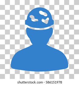 Soldier Under Spotted Helmet vector pictogram. Illustration style is flat iconic cobalt symbol on a transparent background.