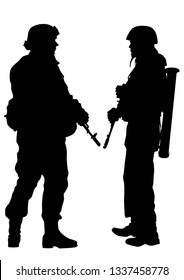 Soldado uniformado con arma de fondo blanco