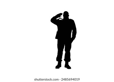 Soldat in Uniform mit Waffe auf weißem Hintergrund
