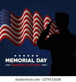 soldier with usa flag to celebrate memorial honor
