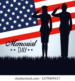 soldier with usa flag to national memorial day