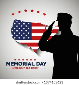 soldier with usa map flag to memorial day