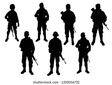 Collection Firefighter Silhouettes Different Positions Stock Vector 