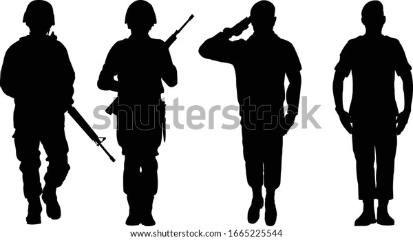 Soldier Vector Black Style Soldiers Silhouette Stock Vector (Royalty ...