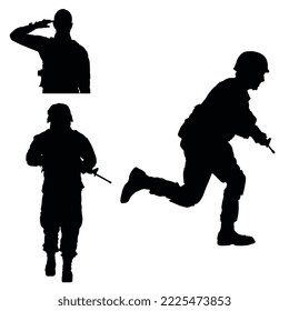 Soldier Vector Icon, Art, Black Silhouette