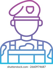 Icono de Vector de soldado. Se puede utilizar para aplicaciones de impresión, móviles y de Web.