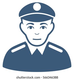 Soldier vector icon. Flat blue symbol. Pictogram is isolated on a white background. Designed for web and software interfaces.