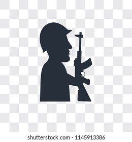 Soldier vector icon isolated on transparent background, Soldier logo concept