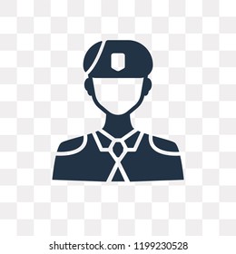 Soldier vector icon isolated on transparent background, Soldier transparency concept can be used web and mobile