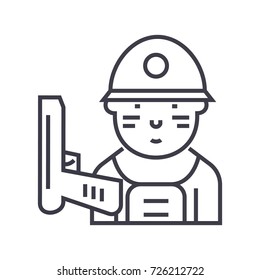 soldier vector line icon, sign, illustration on background, editable strokes