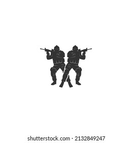 el vector soldado, plantilla de logotipo en fondo blanco