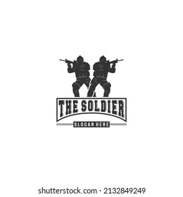 Soldat, Vektorgrafik, Logo-Vorlage auf weißem Hintergrund