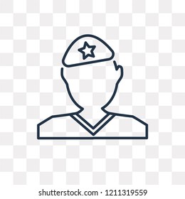 Soldier vector outline icon isolated on transparent background, high quality linear Soldier transparency concept can be used web and mobile