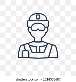 Soldier vector outline icon isolated on transparent background, high quality linear Soldier transparency concept can be used web and mobile