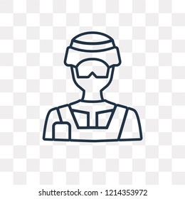 Soldier vector outline icon isolated on transparent background, high quality linear Soldier transparency concept can be used web and mobile