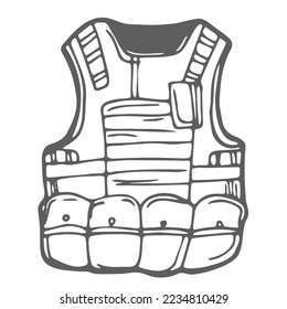 Soldier Vest Icon Silhouette Illustration. Body Armor Vector Graphic Pictogram Symbol Clip Art.