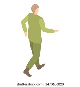 Soldier walking icon. Isometric of soldier walking vector icon for web design isolated on white background