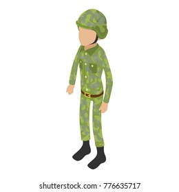 Soldier war icon. Isometric illustration of soldier war vector icon for web