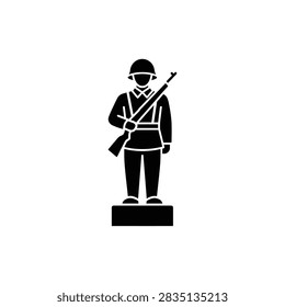 Soldier war memorial statue solid black icon