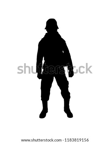 Soldier with weapon silhouette vector on white