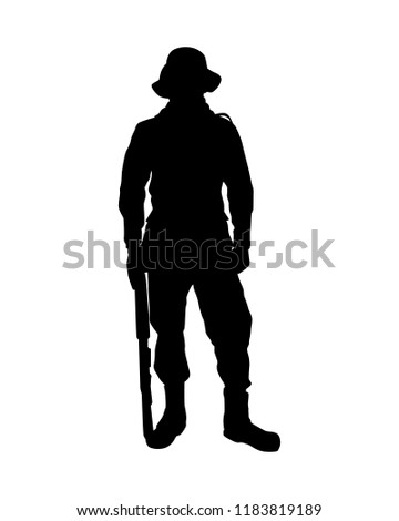 Soldier with weapon silhouette vector on white