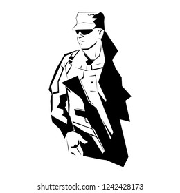 Soldier with weapons vector, abstract drawing