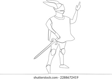 A soldier wearing armor. Ancient warrior one-line drawing