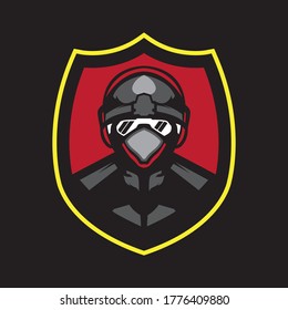 SOLDIER WEARING A HELMET FULL FACE LOGO MASCOT