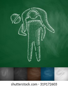 soldier with a wounded icon. Hand drawn vector illustration. Chalkboard Design