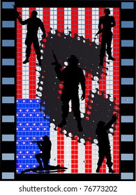  soldiers with american flag