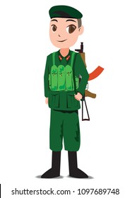 Soldiers armed with sub-machine gun and knife, vector