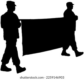 Soldiers carrying a banner during a parade 