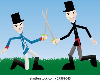 Soldiers fighting with swords