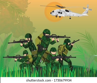 Soldados luchando contra el diseño de vectores de guerra