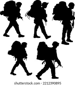 Soldiers In Gear Marching Military Ruck Walk