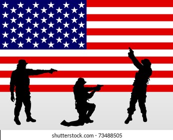 soldiers with gun - vector