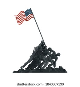 soldiers lifting united states of america flag vector illustration design